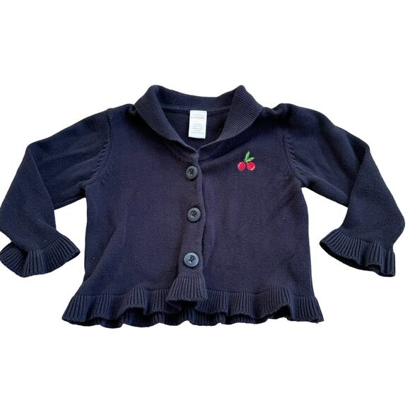 Gymboree Toddler Navy Cherry Cardigan Size 3 - Picture 1 of 5